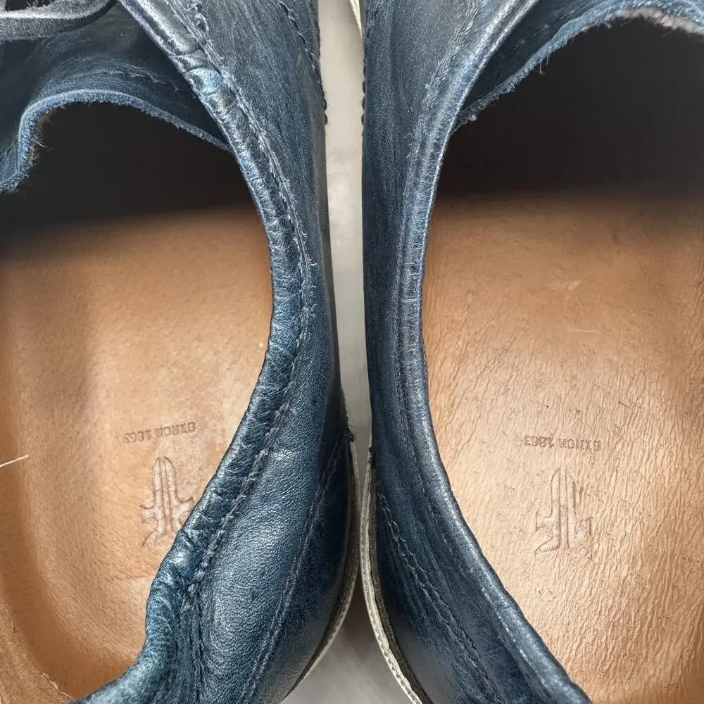 Frye Greene Low Shoes Mens Size 12 Navy Blue Leather Casual Sneakers 3481142-NVY